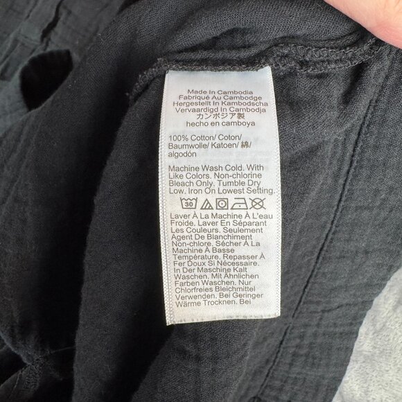 J Crew 100% Cotton Short-sleeve Gauze Popover Dress With Pockets Size L Black - Picture 8 of 9